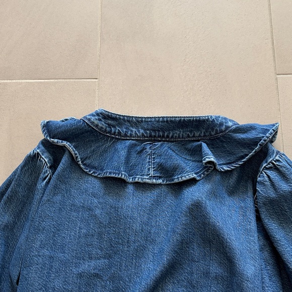 Zara  Ruffled Denim shirt blouse/ Jacket 3/4 sleeves nwt - Picture 10 of 12